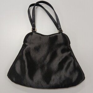 Vintage Nordstroms Black Soft Satin Evening Bag 7.5" x 6-10"